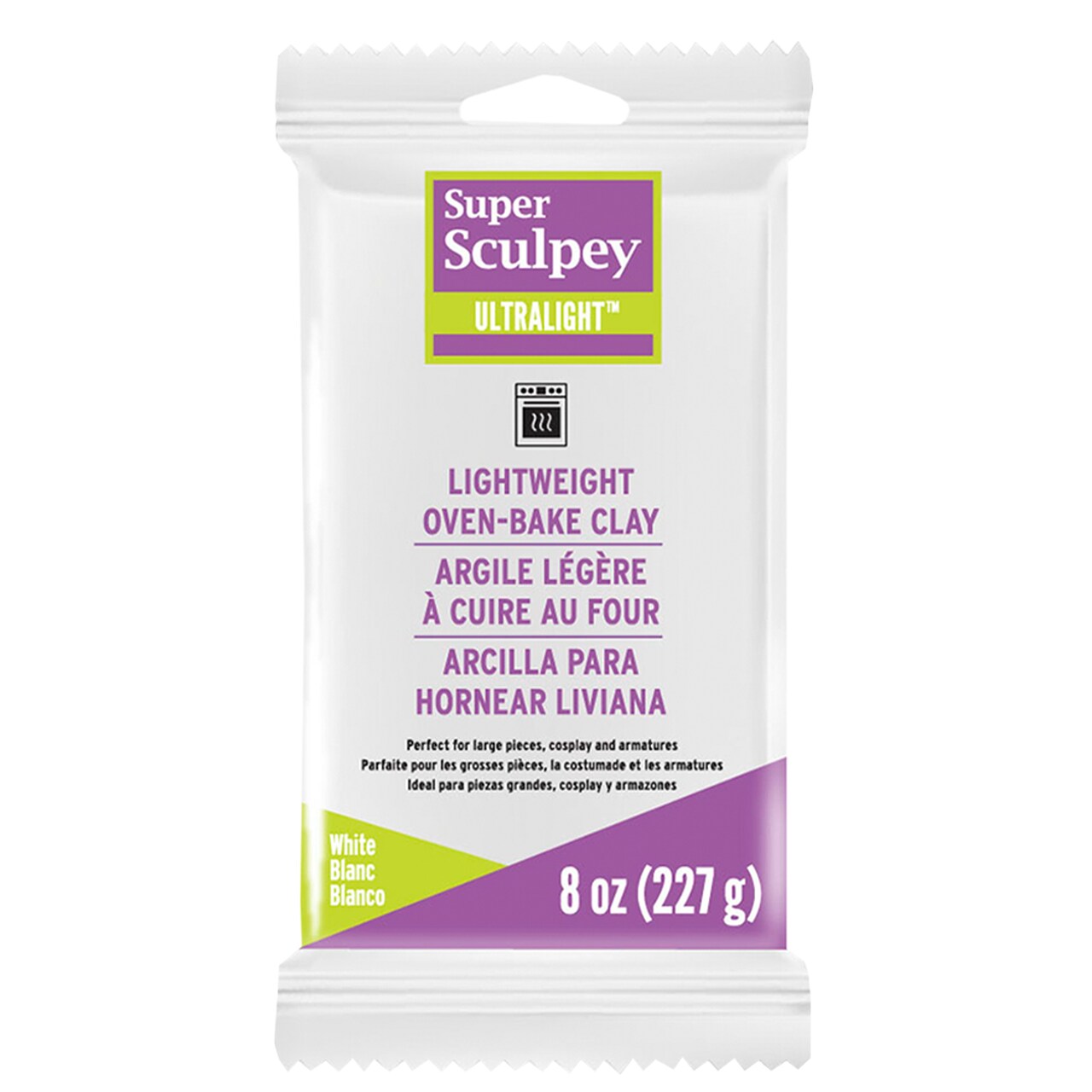 Super Sculpey: Ultralight White - 8oz Pack - Lightweight Polymer Oven Bake Clay, Non-Toxic, Advanced Techniques, Sculpting & Modeling, Craft Supplies